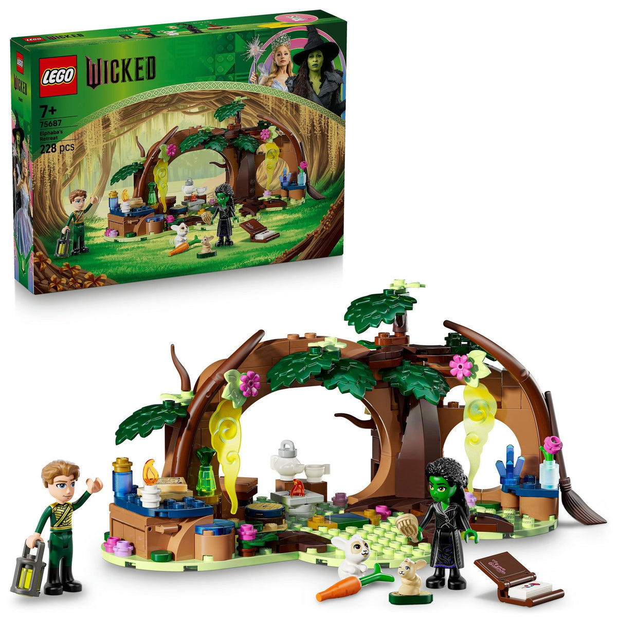 LEGO Wicked Elphaba’s Retreat box with arched garden scene, 228-piece set