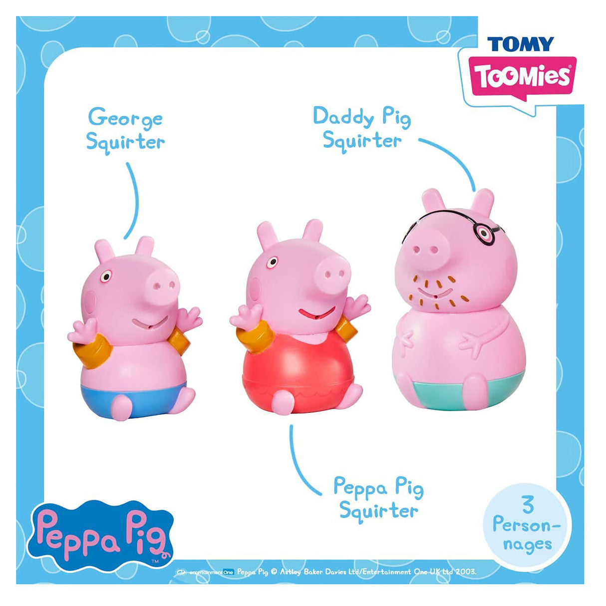 TOMY Toomies Peppa Pig Bath Squirters - Daddy Pig, Peppa & George