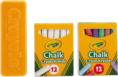 Crayola Chalk n Duster Set (Pack of 24 Chalk Sticks)