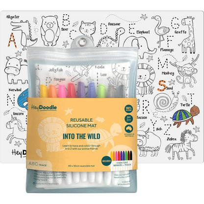 White Smoke HeyDoodle Into the Wild Classic Colouring & Doodle Mat, A3 Kids Colouring Books