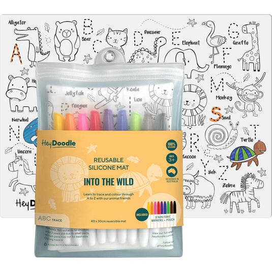 White Smoke HeyDoodle Into the Wild Classic Colouring & Doodle Mat, A3 Kids Colouring Books