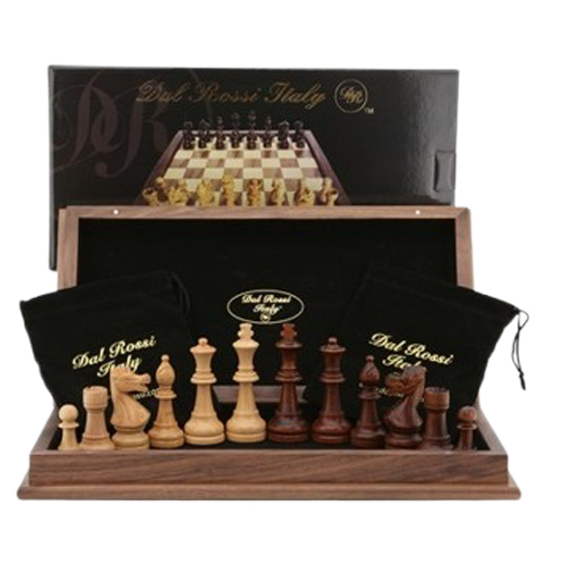 Dal Rossi Chess Set folding walnut inlaid 18″