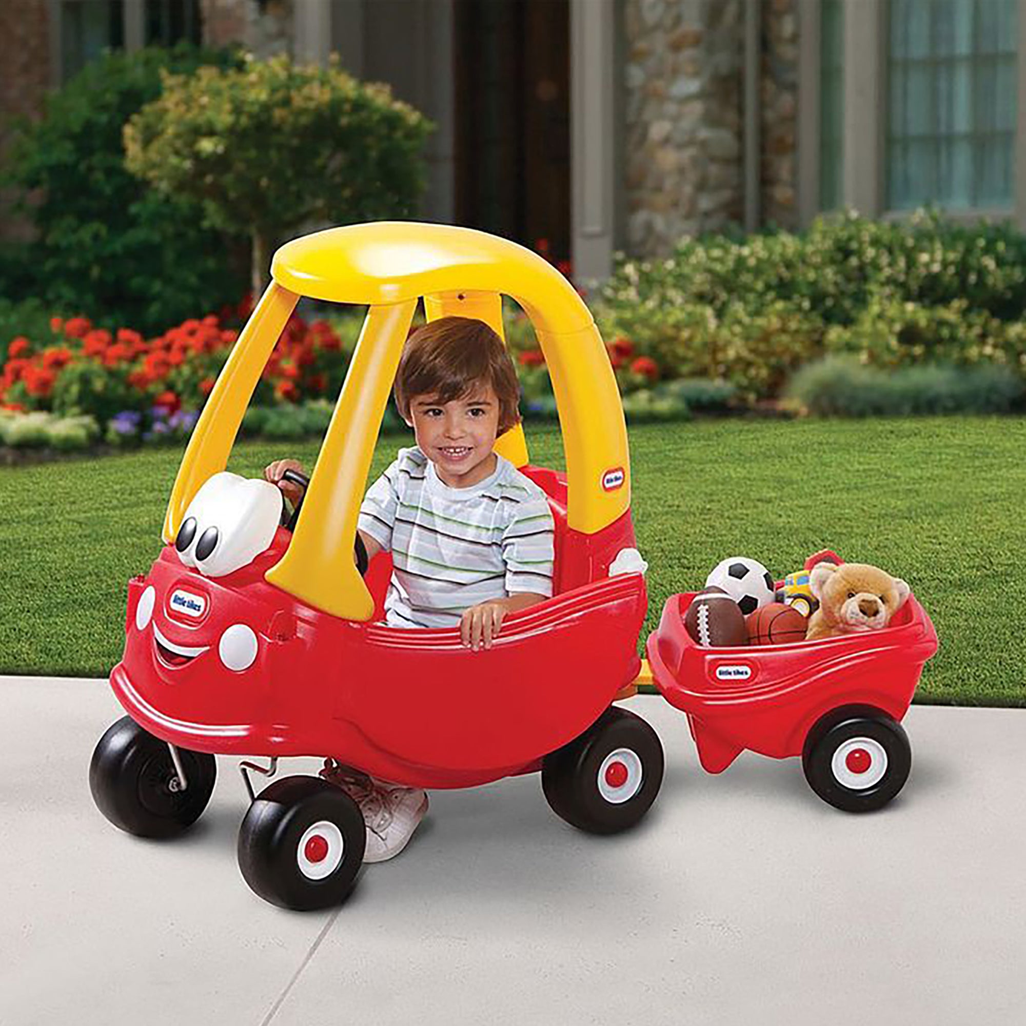 Little tikes pink car best sale and trailer