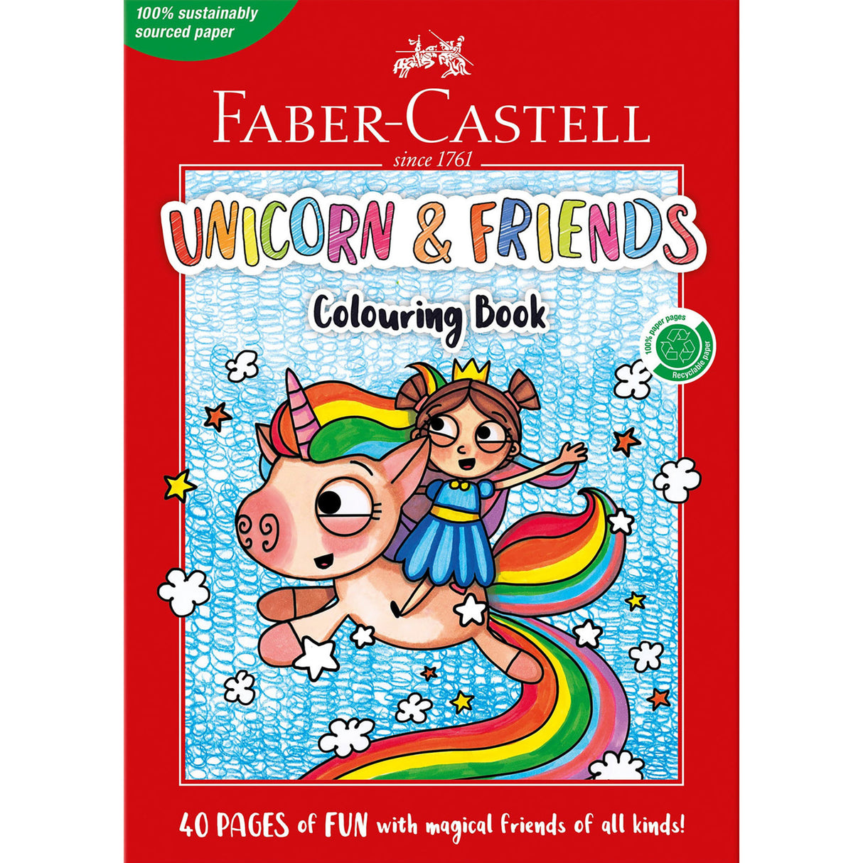 Faber Castell Unicorns & Friends Colouring Book, (40 Pages)