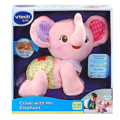 VTech Crawl with Me Elephant Interactive Plush Toy, Pink