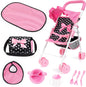 Bayer Doll Buggy Pink & Black with Pink Bow Gift Set