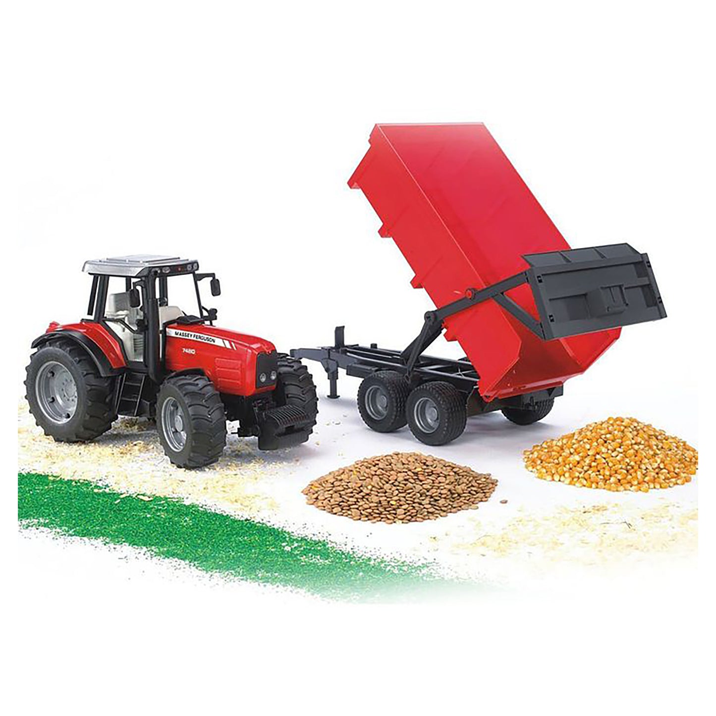 Bruder 1/16 Massey Ferguson 7480 Tractor with Tipping Trailer, Red