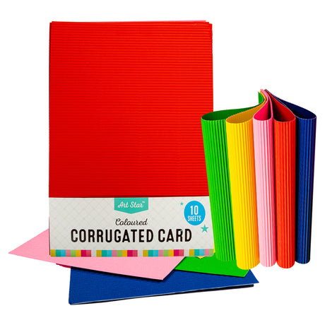 Art Star A4 250gsm Corrugated Card Assorted Colours (10 Sheets)