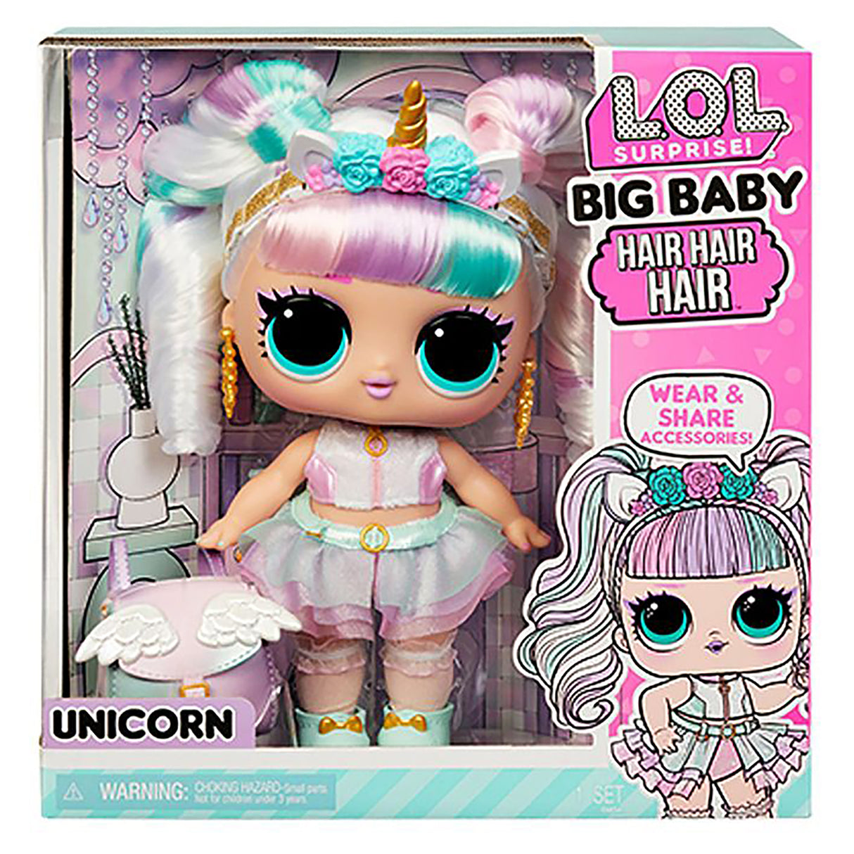L.O.L. Surprise! Big Baby Hair Doll Unicorn