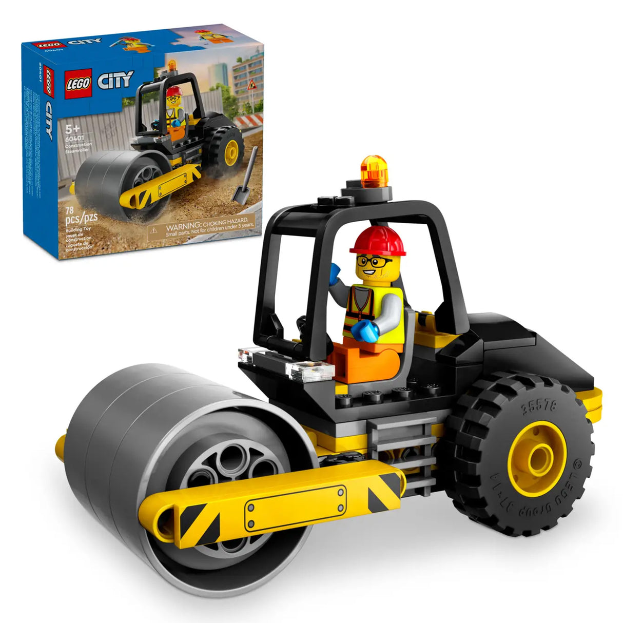 LEGO City Construction Steamroller 60401, (78-pieces)