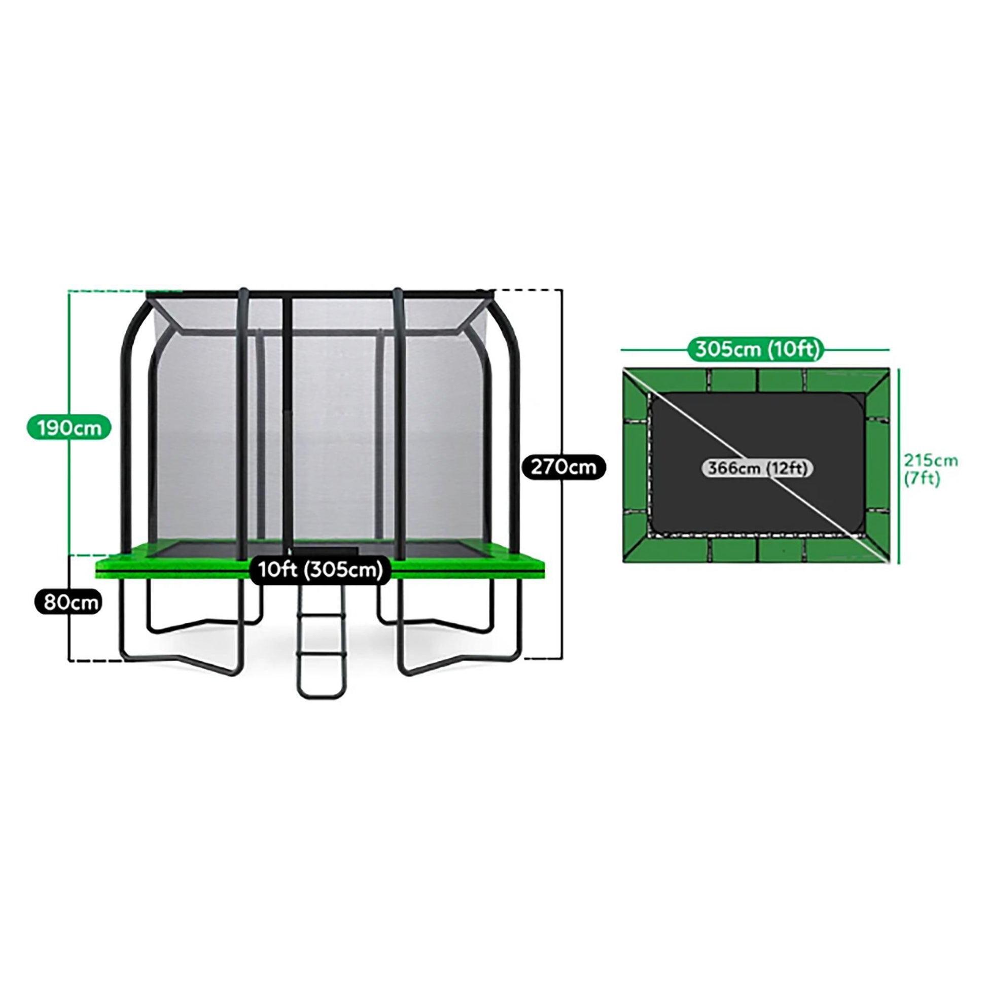 Lifespan Kids 3.7m x 2.5m HyperJump-R Rectangular Spring Trampoline