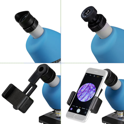Bresser Junior 40X-640X Transmission Microscope Blue
