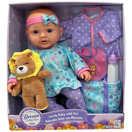 Dream Collection 16" Lovely Baby Dolls With Pets Aqua