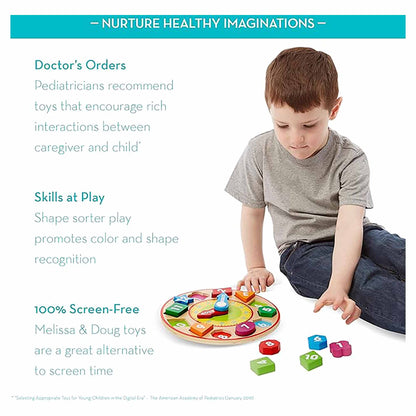 Melissa & Doug Classic Wooden Toy - Shape Sorting Clock
