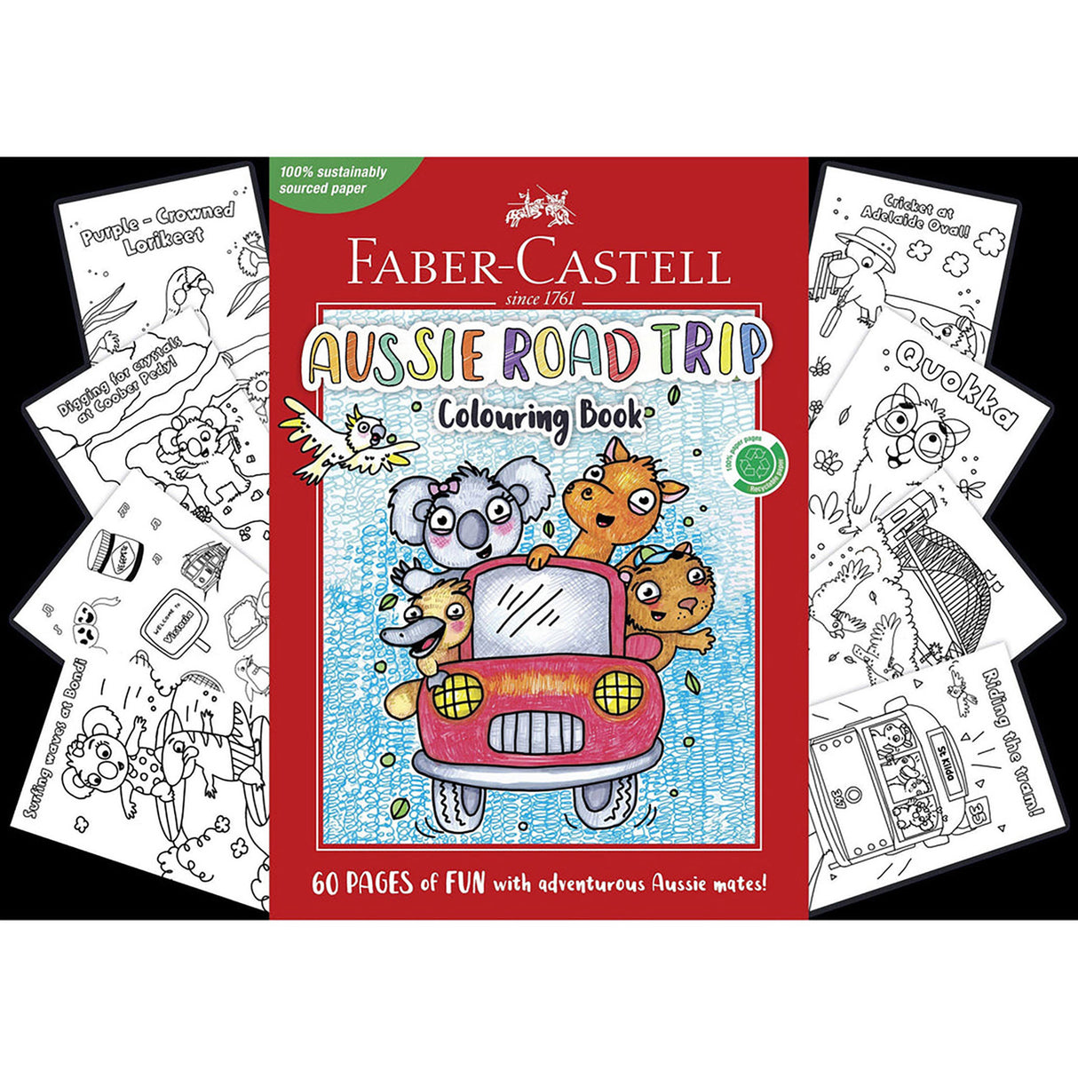 Faber Castell Aussie Road Trip Colouring Book, (60 Pages)