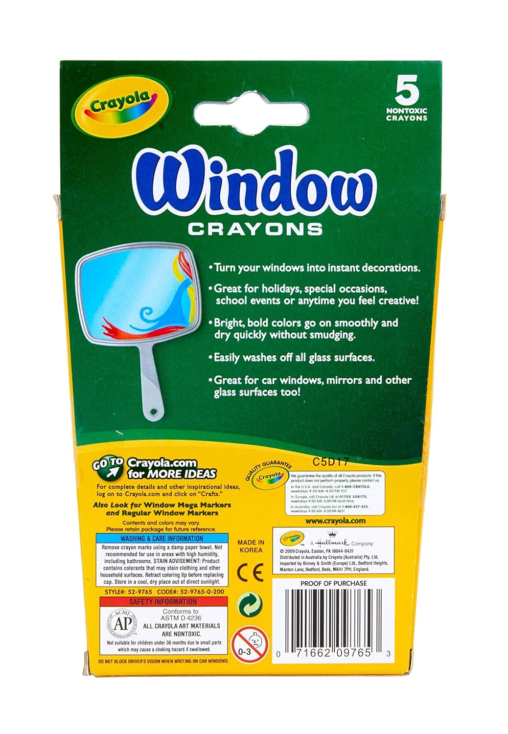 Crayola 5ct Washable Window Twistables Crayons