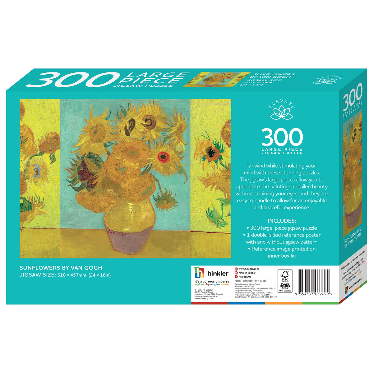 Light Sea Green Artist Series 300 Piece Jigsaw Puzzle - Sunflowers by Van Gogh Puzzles