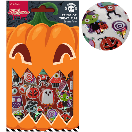 Chocolate Art Star Halloween Trick or Treat Fun Sticker Pack 180 x 105mm Contains 37 Stickers Stickers