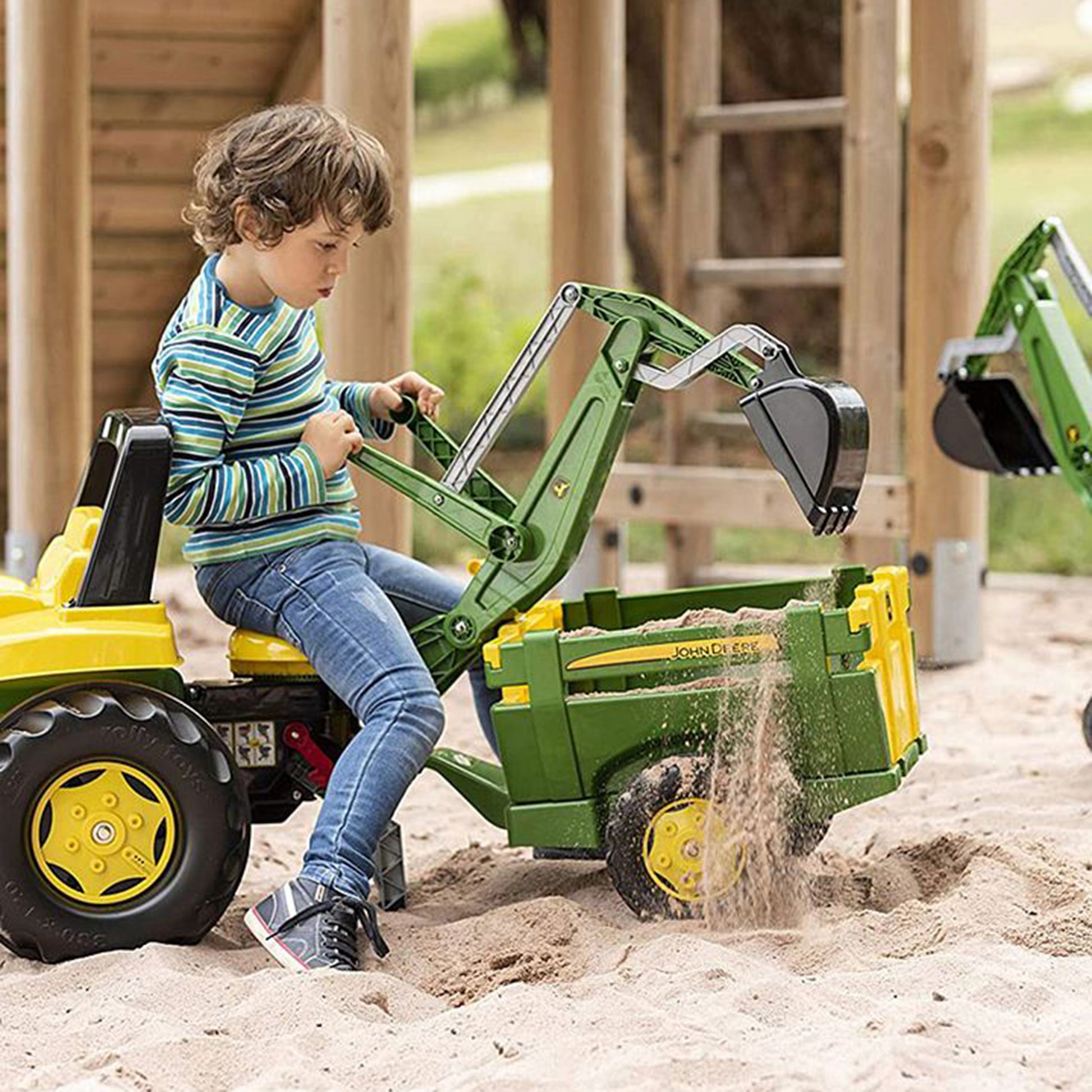 John Deere Rolly Pedal Tractor Pedal Tractor with Working Loader and Backhoe Digger