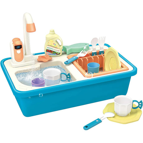 Kitchen Play Sink and Accessories with Running Water
