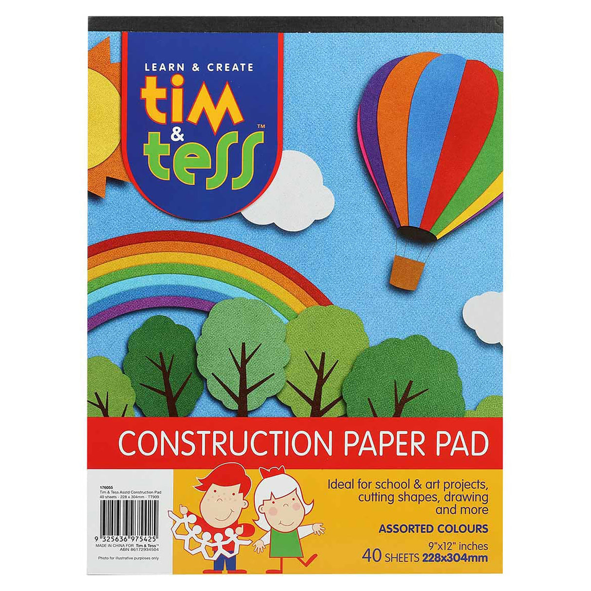 Tim & Tess Construction Pad 22.5 X 30cm (40 Colour Sheets)