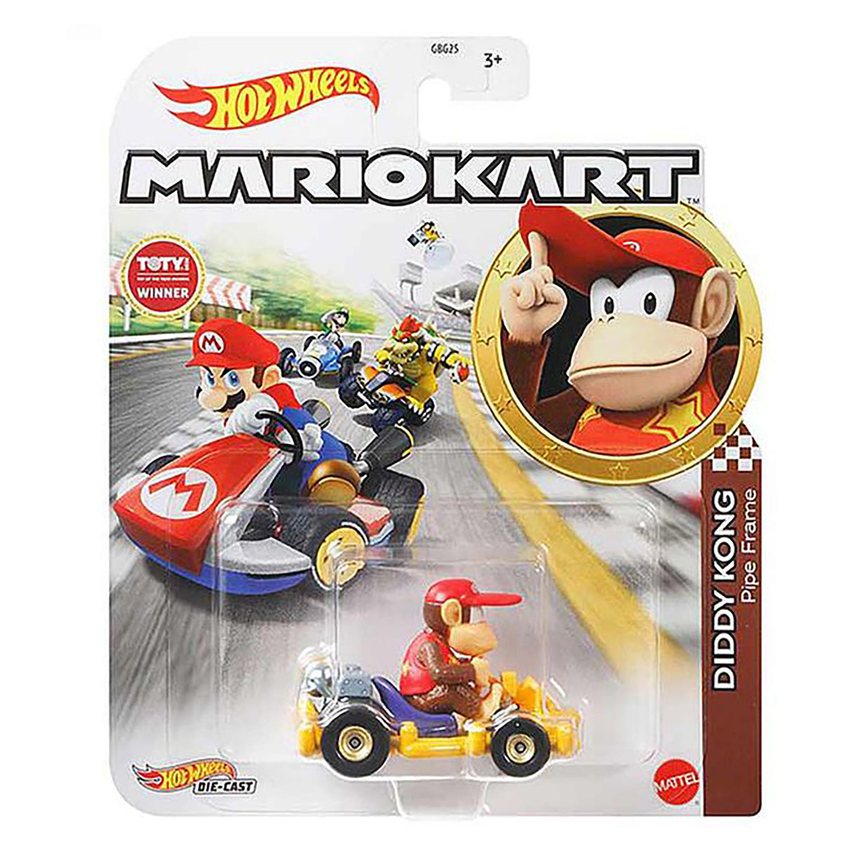 Hot Wheels 1:64 Mario Kart - Diddy Kong In Pipe Frame