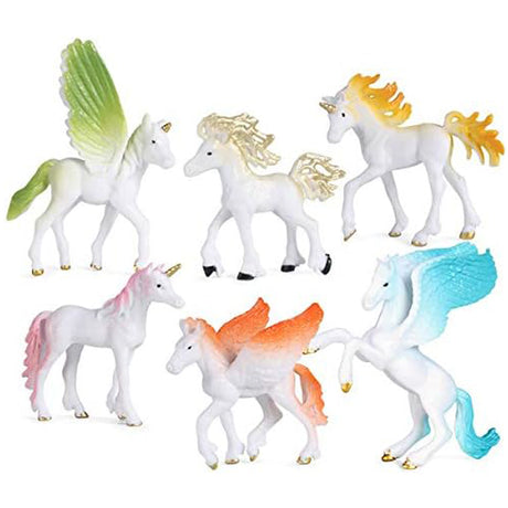 6 Pcs Mini Unicorn Toy Figure Play Set