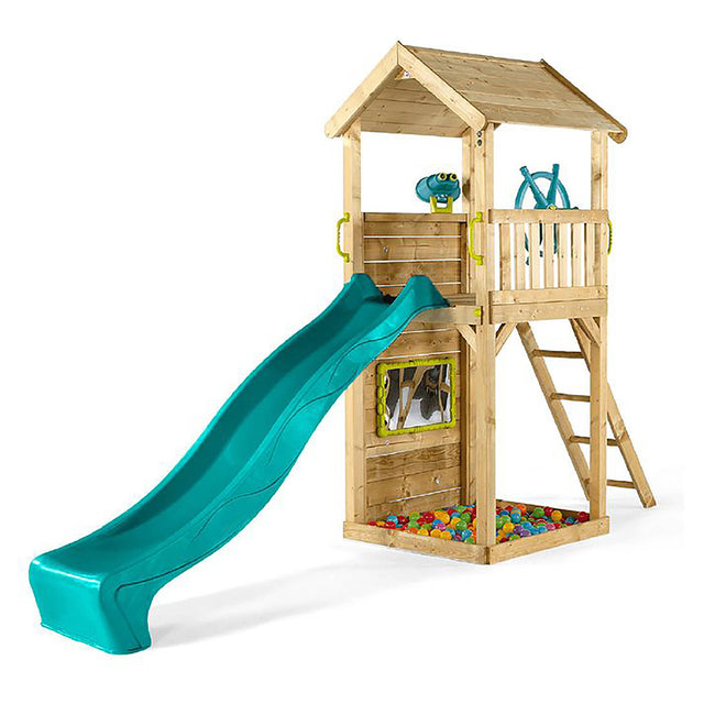 Plum Wooden Lookout Tower with Slide, Climbing Wall and Ladder