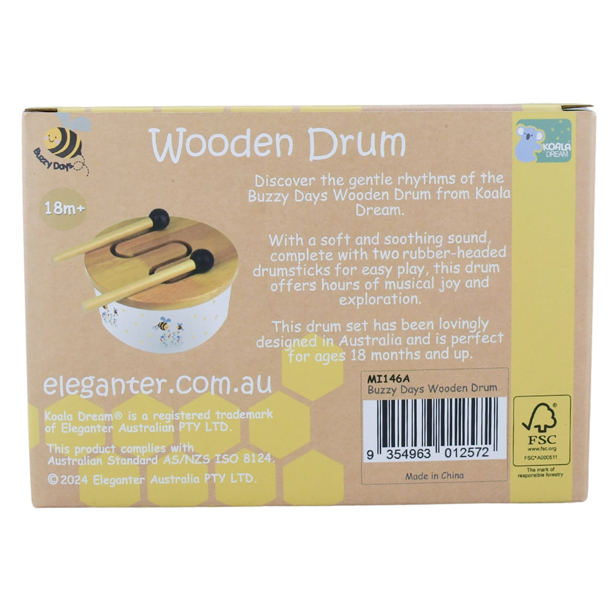 Buzzy Bee Wooden Drum