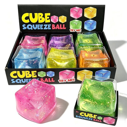 Squishy Mega Glitter Cube 7.5cm Assorted