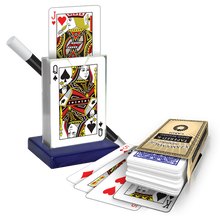 Card magic trick set with deck, reveal case, and assorted face cards