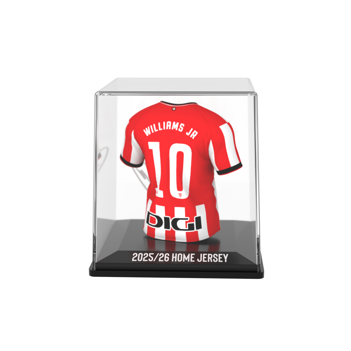 10cm display box with red-and-white striped home jersey, Nico Williams #10, clear front