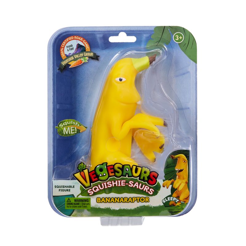 Snuggle up with Vegesaurs Squishie-saurs Bananaraptor Sleepy, a soft and adorable plush perfect for kids, fans, and gifting.