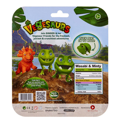 Vegesaurs 3 inch figures Baby Pea-Rex Wasabi and Minty