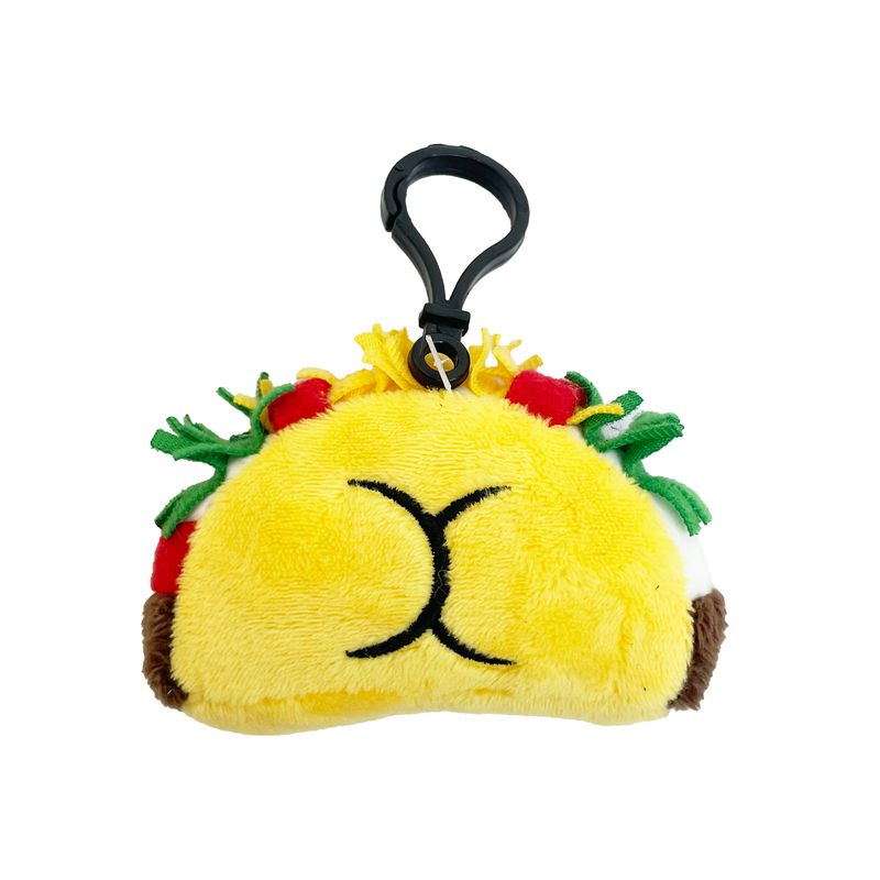 Lightweight and easy to attach, this plush taco is made for everyday adventures