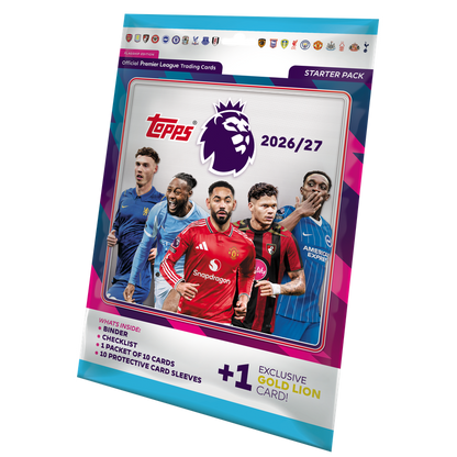 Discover Premier League stars with the Topps Flagship Premier League 2027 Starter Pack, packed with collectible trading cards.