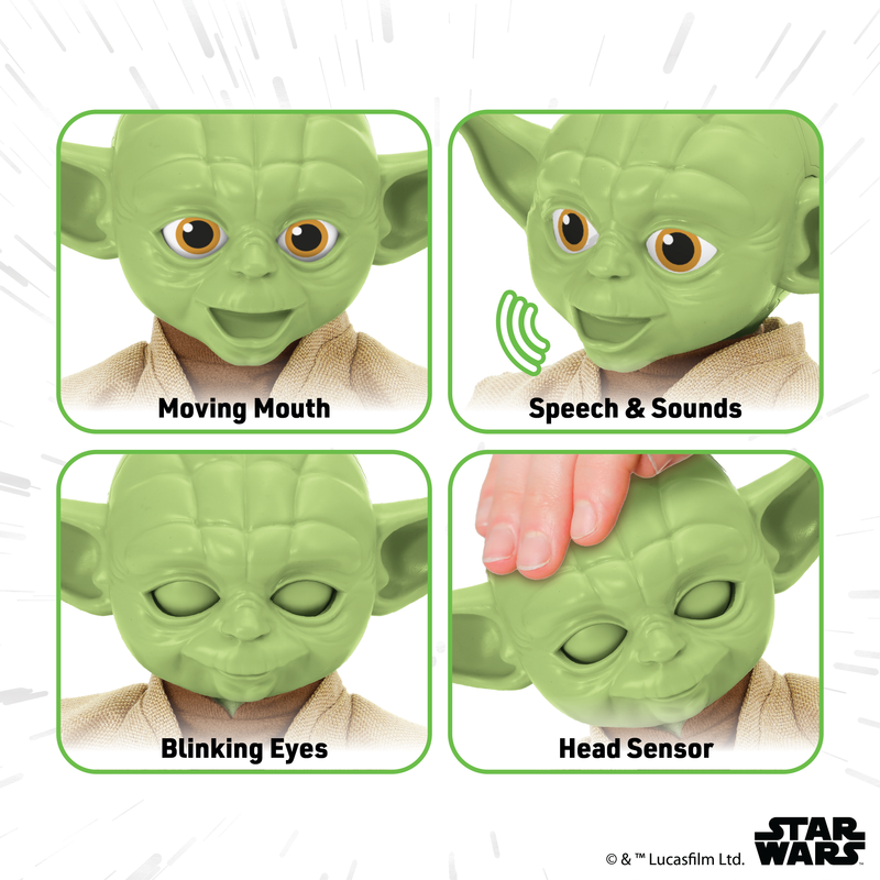 Spark galactic adventures with Yoda, the beloved Jedi Master, in a fun and huggable plush toy.
