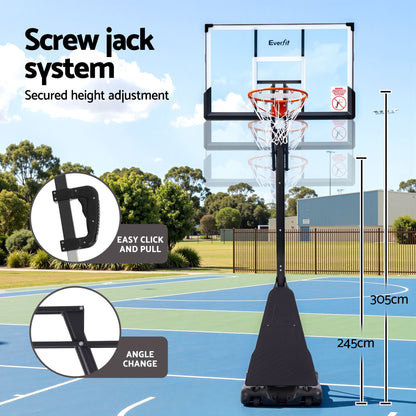 Everfit 3.05M Basketball Hoop Stand System Portable Height Adjustable Net Ring
