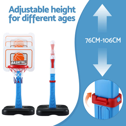 Keezi Kids Basketball Hoop Stand Baseball Set Adjustable Height Sports Toys Blue