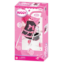 Bayer Doll Buggy Pink & Black with Pink Bow