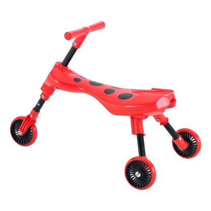 Designed for little adventurers, the Mookie Scuttlebug Beetle Red/Black Tricycle offers easy steering, a lightweight frame, and foldable convenience for play on the go.