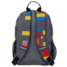 LEGO backpack with iconic brick graphics
