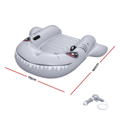 Bestway Shark Ride-On Pool Float Toy Floaties for Kids 45kg Capacity Grey