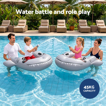 Bestway Shark Ride-On Pool Float Toy Floaties for Kids 45kg Capacity Grey