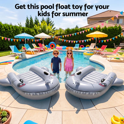 Bestway Shark Ride-On Pool Float Toy Floaties for Kids 45kg Capacity Grey