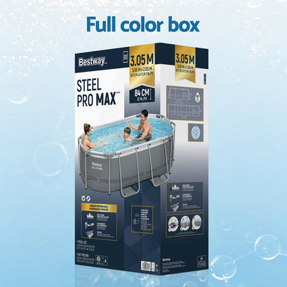 Bestway Swimming Pools 305cm x 200cm x 84cm Steel Above Ground Backyard Pool Set