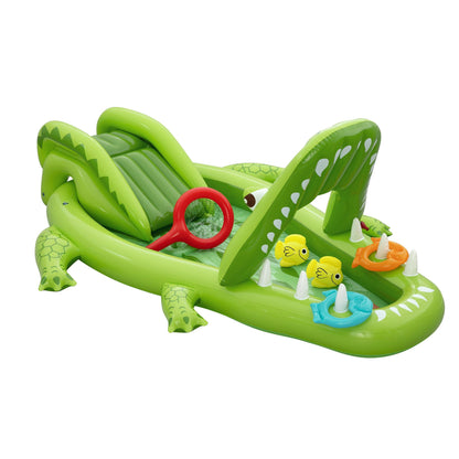 Bestway Inflatable Alligator Kids Play Pool with Slide 234cmx163cm Green