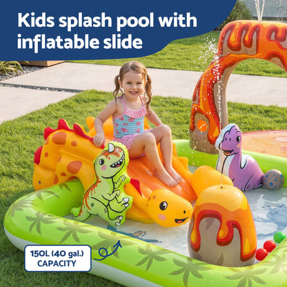 Bestway Inflatable Kids Pool with Slide Balls Play Dinosaur Toy 262cmx188cm