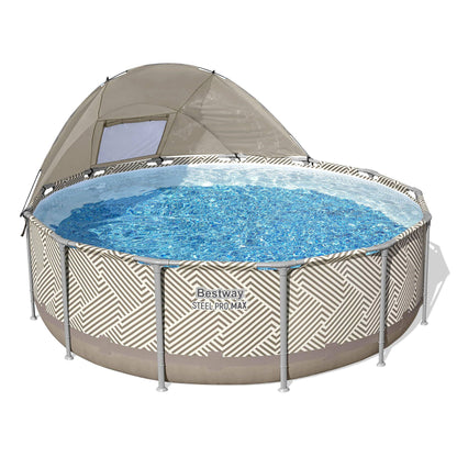 Bestway Swimming Pools 396cm x 107cm Steel Above Ground Canopy Backyard Pool Set White
