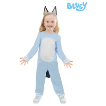 Light blue toddler character costume with hood ears and white belly patch